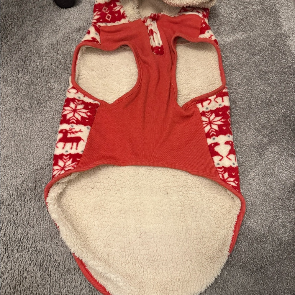Frisco Fair Isle Fleece Lined Dog & Cat Hoodie, Red Size:  Large